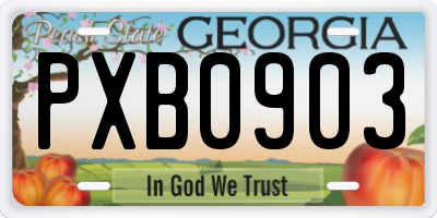 GA license plate PXB0903
