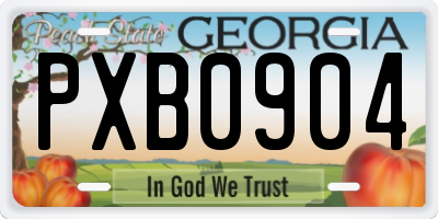 GA license plate PXB0904