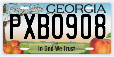 GA license plate PXB0908