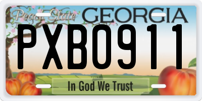 GA license plate PXB0911