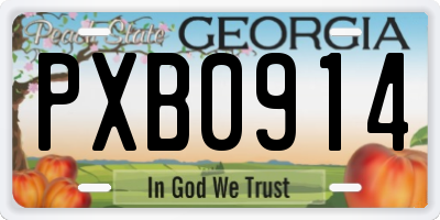 GA license plate PXB0914