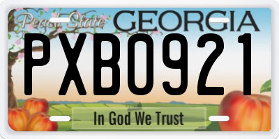 GA license plate PXB0921