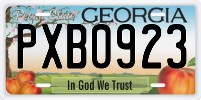 GA license plate PXB0923