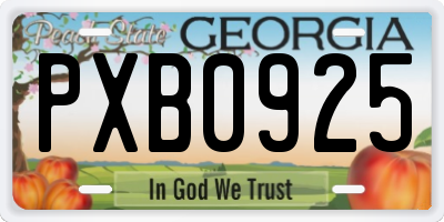 GA license plate PXB0925