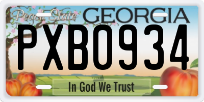 GA license plate PXB0934