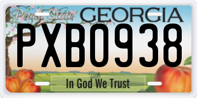 GA license plate PXB0938