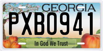GA license plate PXB0941