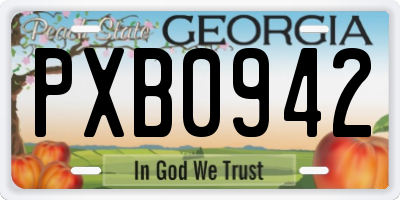 GA license plate PXB0942