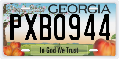 GA license plate PXB0944