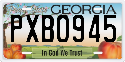 GA license plate PXB0945