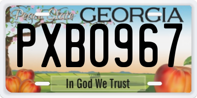 GA license plate PXB0967