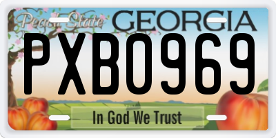 GA license plate PXB0969