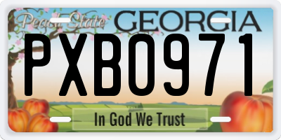 GA license plate PXB0971