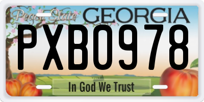 GA license plate PXB0978