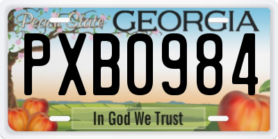 GA license plate PXB0984