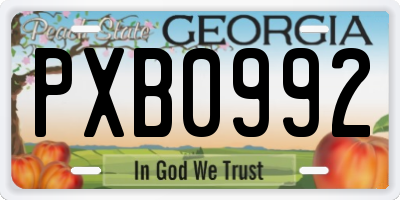 GA license plate PXB0992