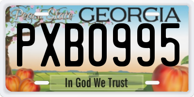 GA license plate PXB0995