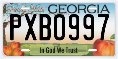 GA license plate PXB0997