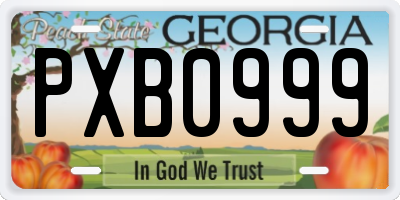 GA license plate PXB0999