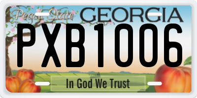 GA license plate PXB1006