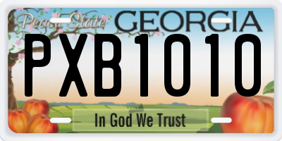 GA license plate PXB1010