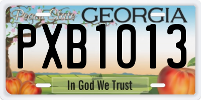 GA license plate PXB1013