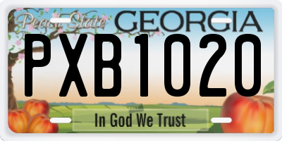GA license plate PXB1020