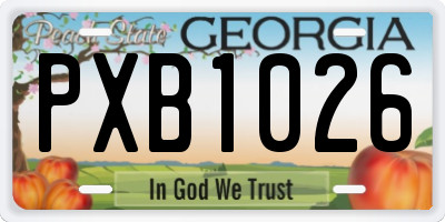 GA license plate PXB1026