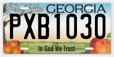 GA license plate PXB1030