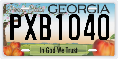 GA license plate PXB1040
