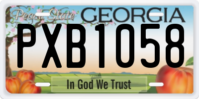 GA license plate PXB1058