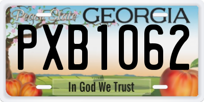 GA license plate PXB1062