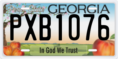 GA license plate PXB1076