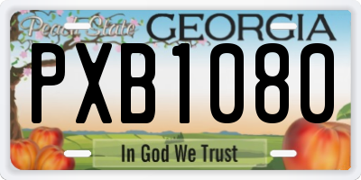 GA license plate PXB1080