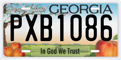 GA license plate PXB1086