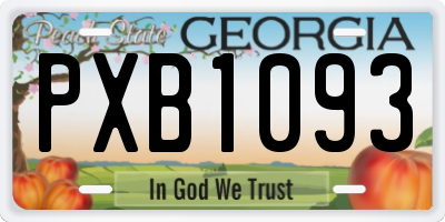GA license plate PXB1093