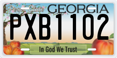 GA license plate PXB1102