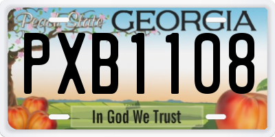 GA license plate PXB1108