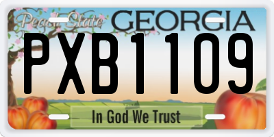 GA license plate PXB1109