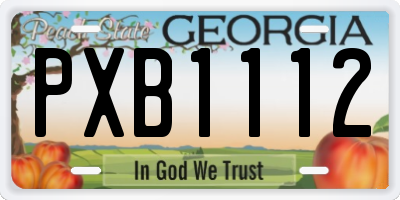 GA license plate PXB1112