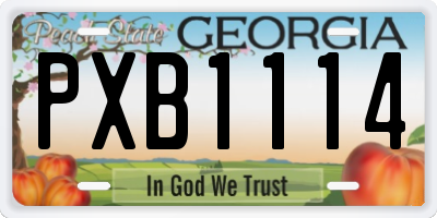 GA license plate PXB1114