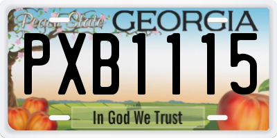 GA license plate PXB1115