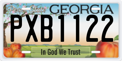 GA license plate PXB1122