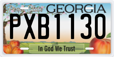 GA license plate PXB1130