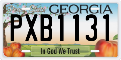 GA license plate PXB1131