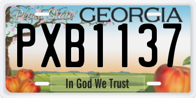 GA license plate PXB1137