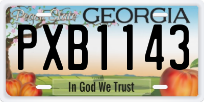 GA license plate PXB1143