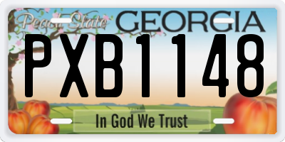 GA license plate PXB1148