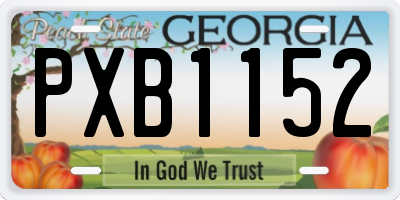 GA license plate PXB1152