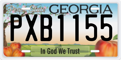 GA license plate PXB1155